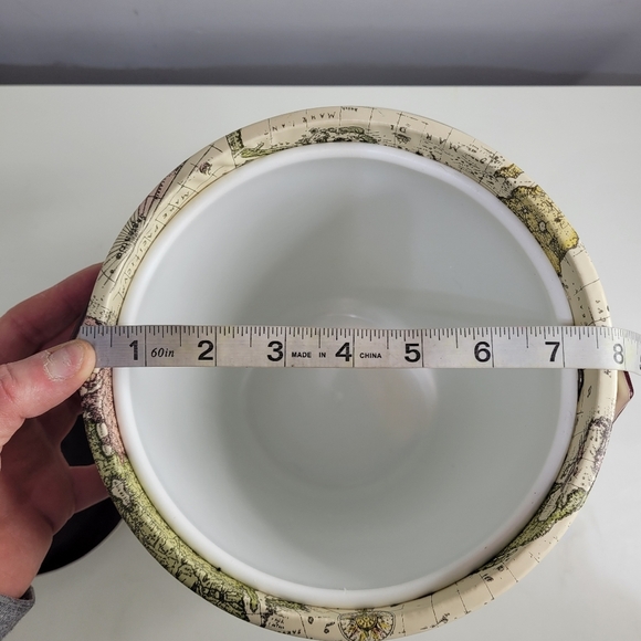 MCM World Map Ice Bucket 11" H x 8" Round Mid century Vintage Item - Picture 9 of 11